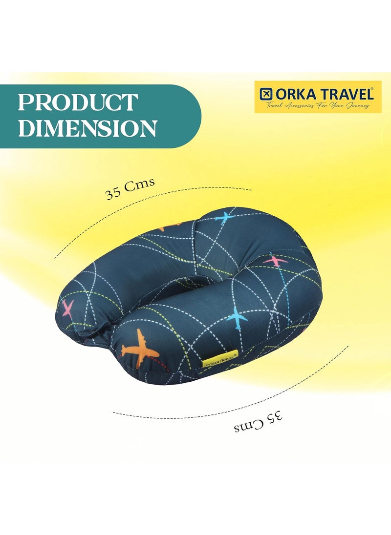 ORKA TRAVEL Memory Foam Spandex Digital Printed High Back U Neck Pillow Planes Theme