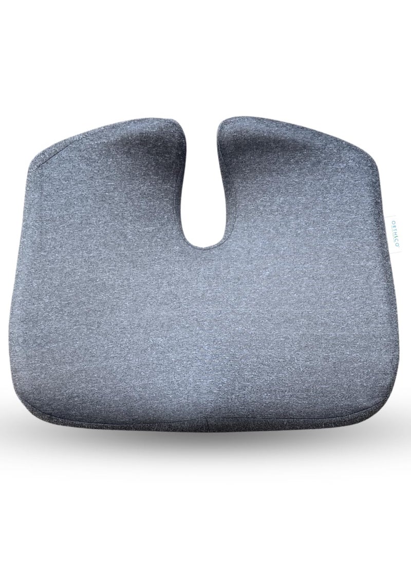 ORTHICO Orthopedic Coccyx Cushion for Tailbone Pain Relief Gel Memory Foam Seat Cushion for Office Chair Car Home Back Pain Pillow for Sitting Sciatica Lower Back Support Grey Below 70kg