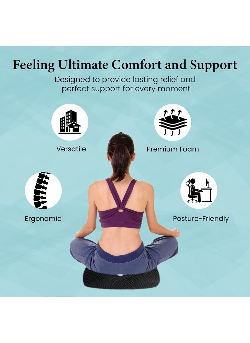 Sleepsia Cool Gel Memory Foam Donut Pillow for Tailbone Pain 1 Year Warranty Hemorrhoids Lower Back Support Orthopedic Ring Cushion for Office Chair Car Seat Piles Relief Black Memory Foam