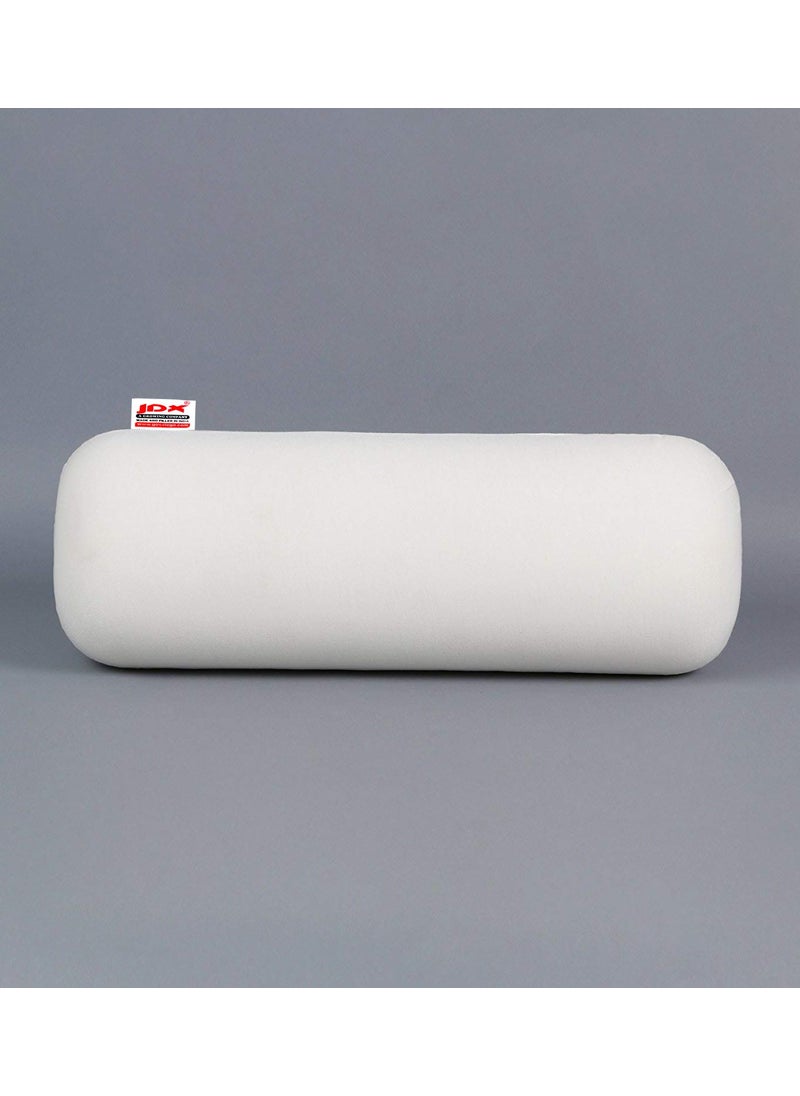 JDX Microfibre Round Bolster BedSofaDiwan Pillow Light Soft Fluffy for Neck Back Support Washable Breathable Durable White Pack of 1 15 x 34