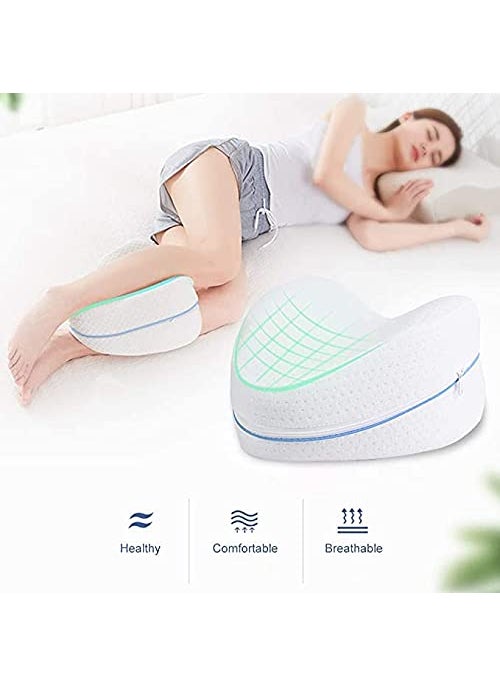 AASTIK SALES Memory Foam Leg Pillow for Back Hip Leg Knee Support Contour Legacy Leg Positioner Cushion White Pack of 1