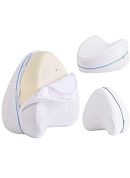 AASTIK SALES Memory Foam Leg Pillow for Back Hip Leg Knee Support Contour Legacy Leg Positioner Cushion White Pack of 1