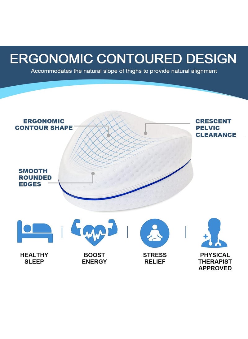 DIKSUL Knee Pillow for Side Sleep Designed for Back Pain Sciatic Nerve Pain Relief Leg Pain Pregnancy Hip and Joint Pain Memory Foam Leg Pillow Knee Support with Washable Cover