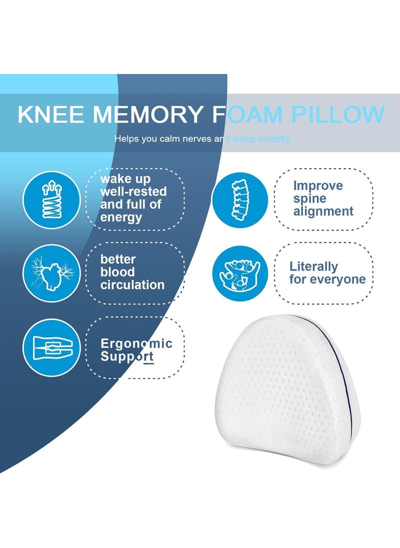 DIKSUL Knee Pillow for Side Sleep Designed for Back Pain Sciatic Nerve Pain Relief Leg Pain Pregnancy Hip and Joint Pain Memory Foam Leg Pillow Knee Support with Washable Cover