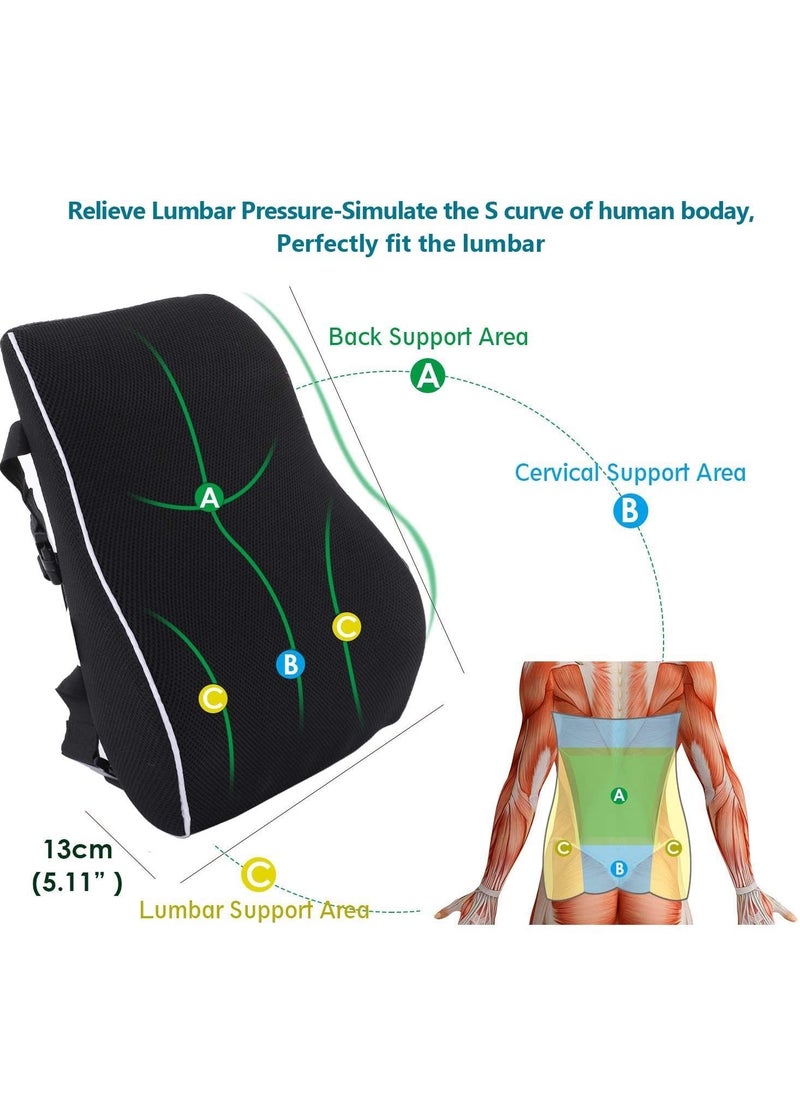 Grin Health Memory Foam Sitright Ortho Lumbar Support For Chair Car Seat Back Support Backrest Lumbar Back Pillow For Back Pain Extra Firm Back Cushion For Sitting Posture High DensityBlackLarge
