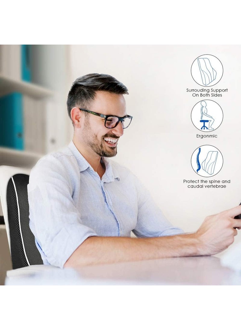 Grin Health Memory Foam Sitright Ortho Lumbar Support For Chair Car Seat Back Support Backrest Lumbar Back Pillow For Back Pain Extra Firm Back Cushion For Sitting Posture High DensityBlackLarge