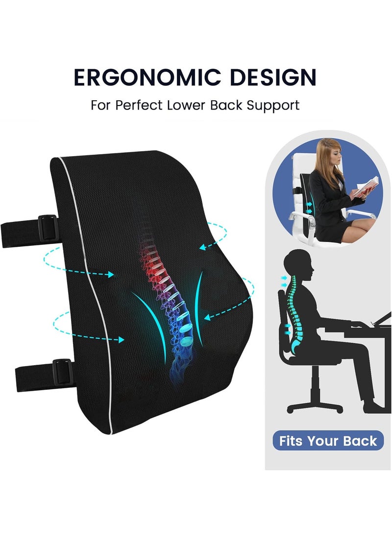 Grin Health Memory Foam Sitright Ortho Lumbar Support For Chair Car Seat Back Support Backrest Lumbar Back Pillow For Back Pain Extra Firm Back Cushion For Sitting Posture High DensityBlackLarge