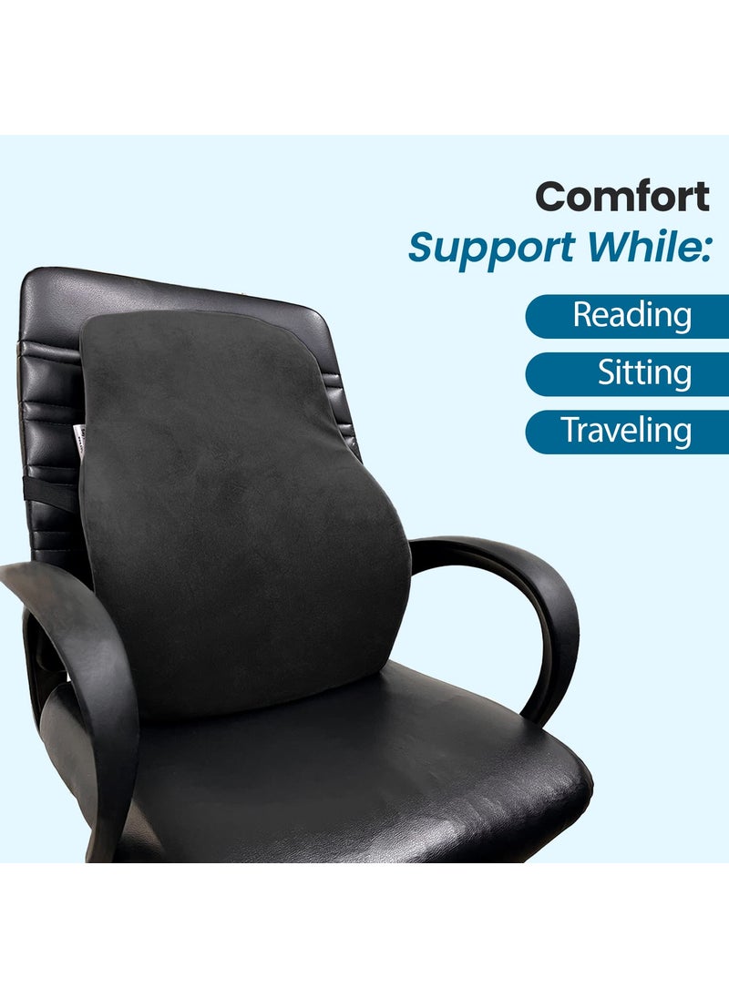 Sleepsia Newly Launched Gel Infused Ventilated Memory Foam Lumbar Support Velvet Lumbar Support Back Support Cushion Car Chair Office Chair Cushion with Removable Cover Pack of 1