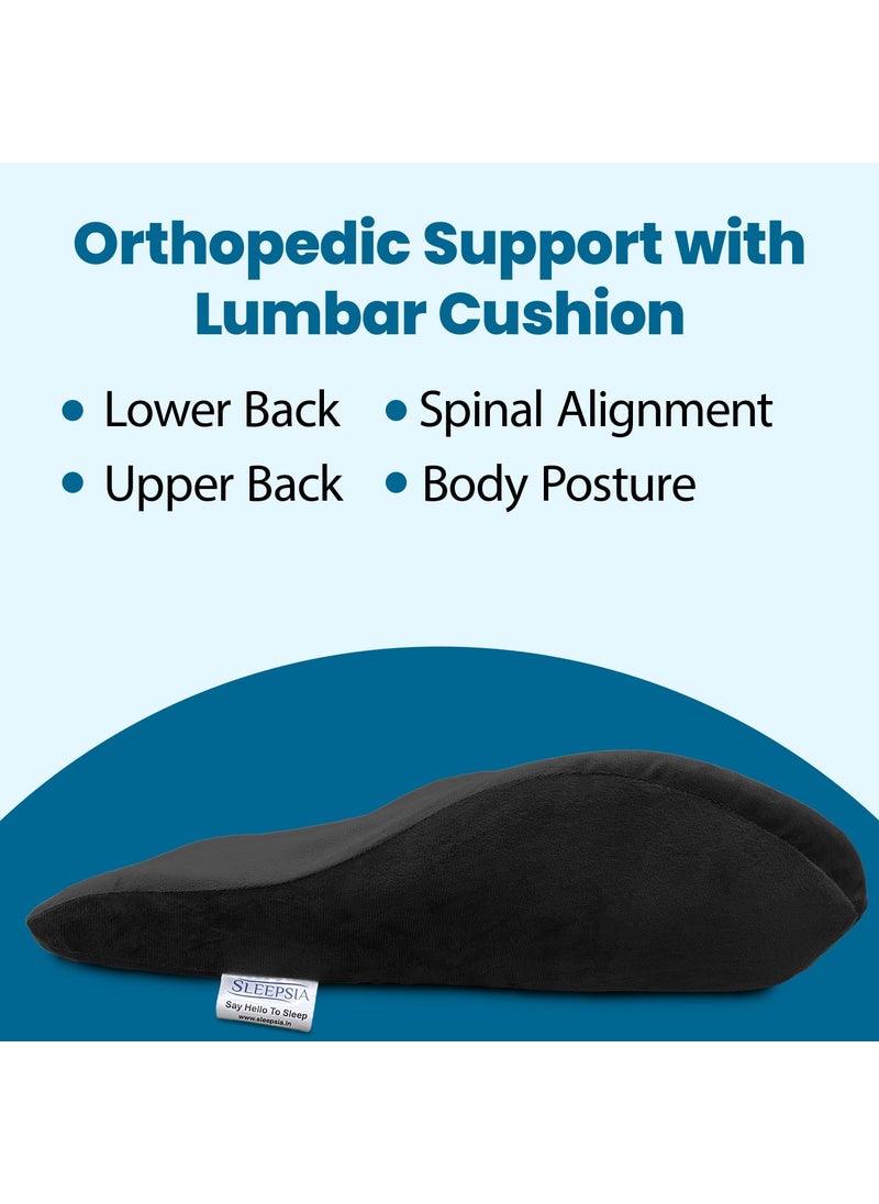 Sleepsia Newly Launched Gel Infused Ventilated Memory Foam Lumbar Support Velvet Lumbar Support Back Support Cushion Car Chair Office Chair Cushion with Removable Cover Pack of 1