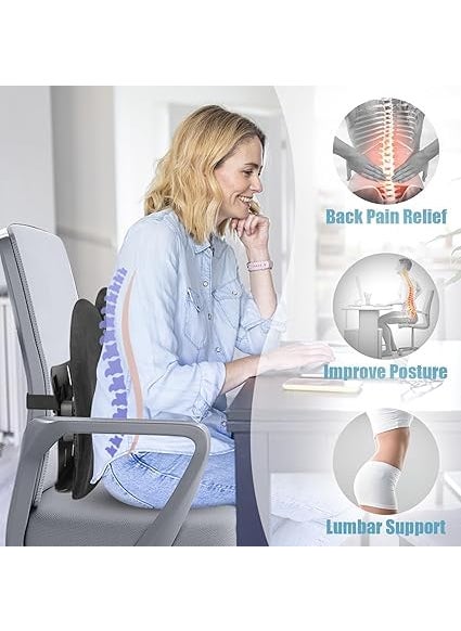 AVIAXO Seat Lumbar Support Cushion Car Seat Back Pillow Orthopedic Back Rest Back Cushion Car Chair Lumbar Pillow Back Rest Pillow Bed Pillows Lower Back Pillow Office Chair Polyester