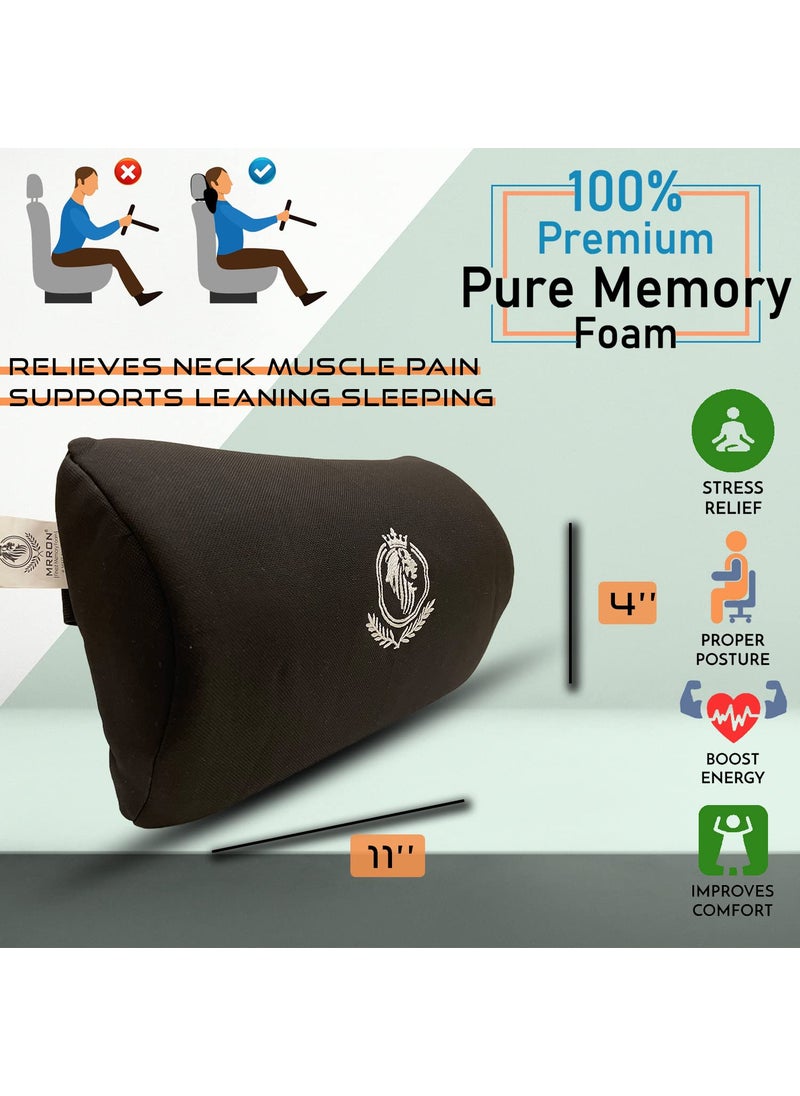 MRRON Berno Lumbar Back Support Neck Rest for Chair Car Seat Orthopaedic Support Memory Foam Backrest Cushion Designed for Back Pain Relief Pillow for Comfortable Sitting Black