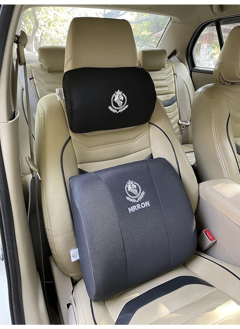 MRRON Berno Lumbar Back Support Neck Rest for Chair Car Seat Orthopaedic Support Memory Foam Backrest Cushion Designed for Back Pain Relief Pillow for Comfortable Sitting Black