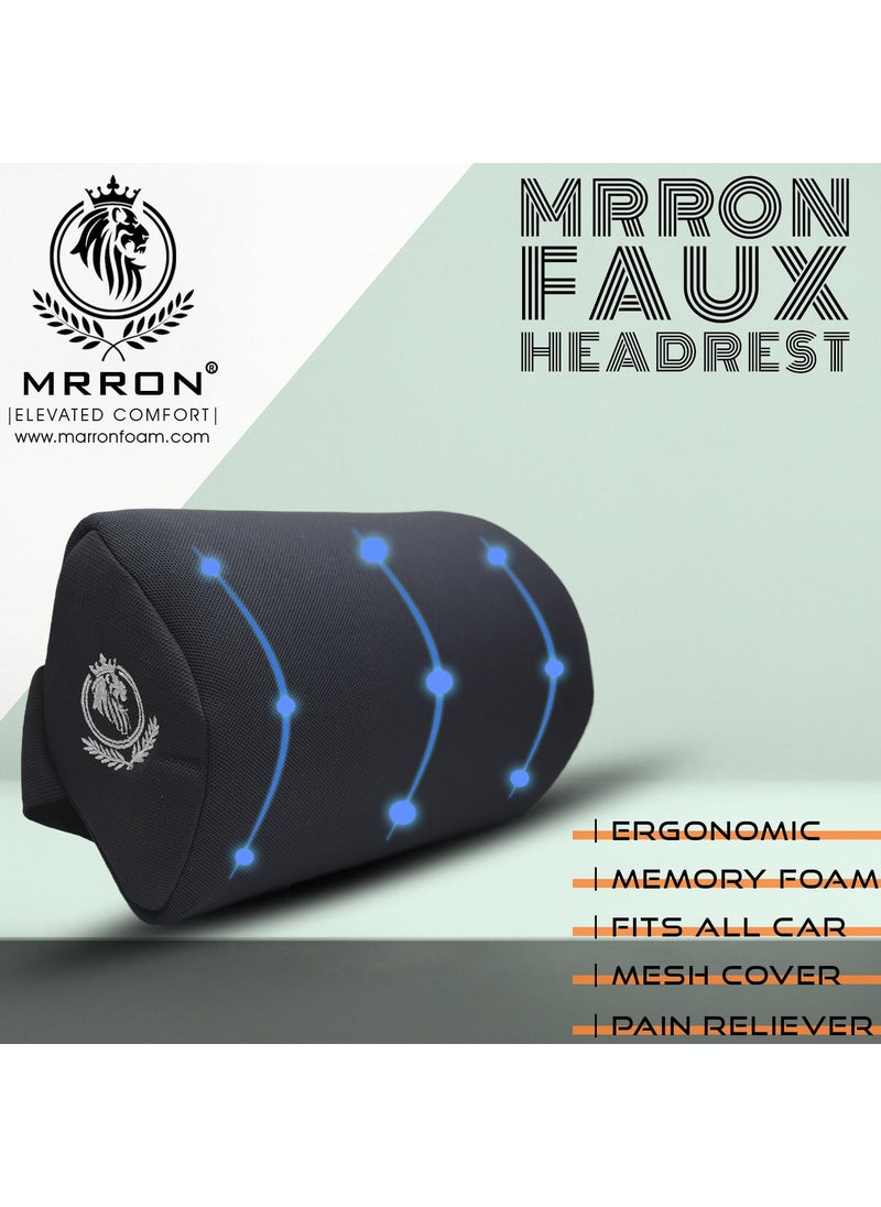 MRRON Faux Lumbar Back Support Neck Rest for Chair Car Seat Orthopaedic Support Memory Foam Backrest Cushion Designed for Back Pain Relief Pillow for Comfortable Sitting Black