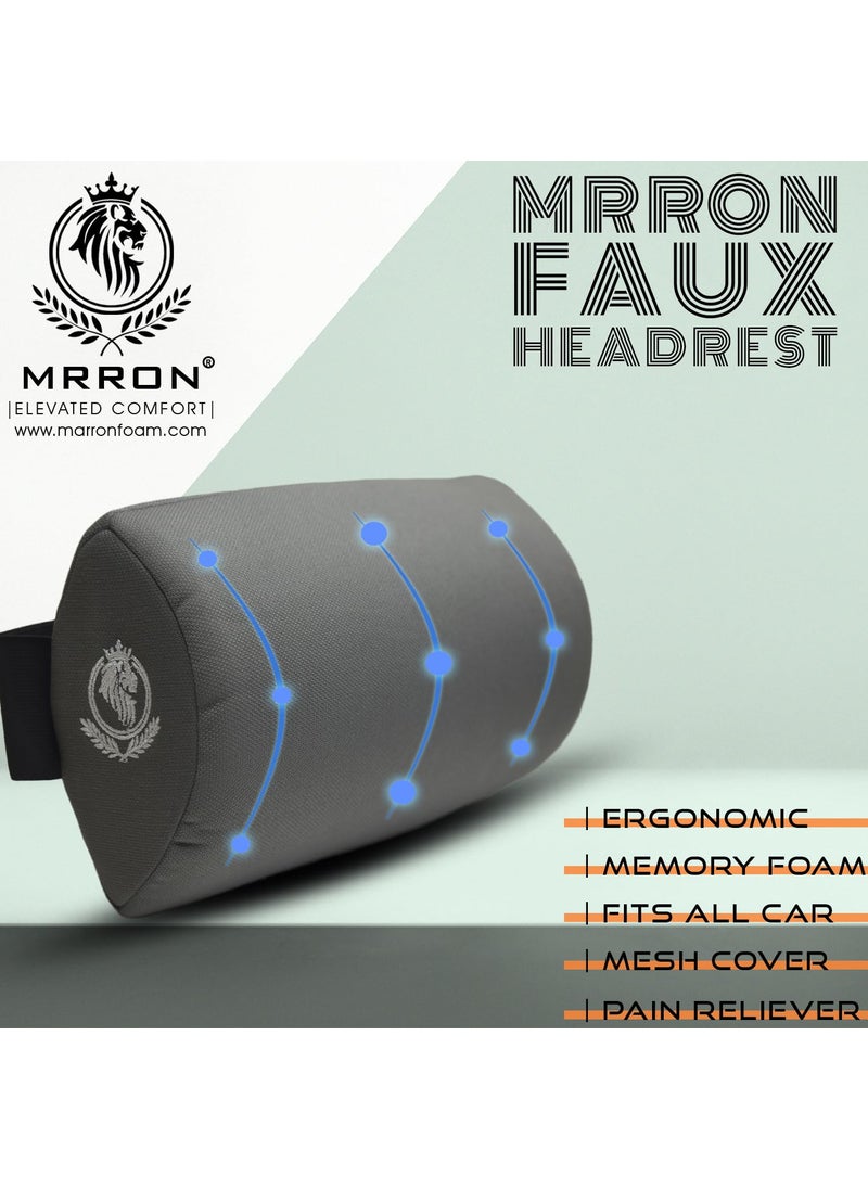 MRRON Faux Exemphlar Large Back Support Neck Rest for Chair Car Seat Orthopaedic Lumbar Support Memory Foam Backrest Cushion Designed for Back Pain Relief Pillow for Comfortable Sitting Grey
