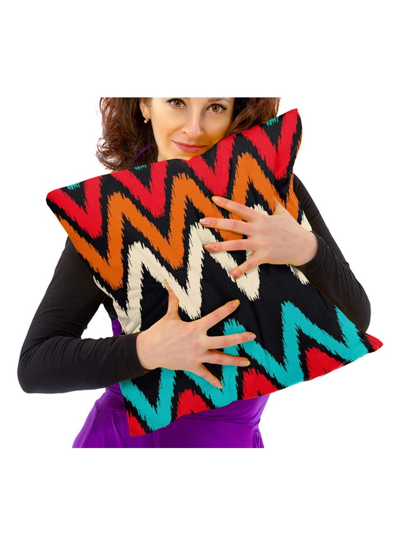 Sleep Natures Jute Fabric Printed ThrowPillow Covers for LivingBed Room Set of 5 Multi Colour 24 X 24 Inch