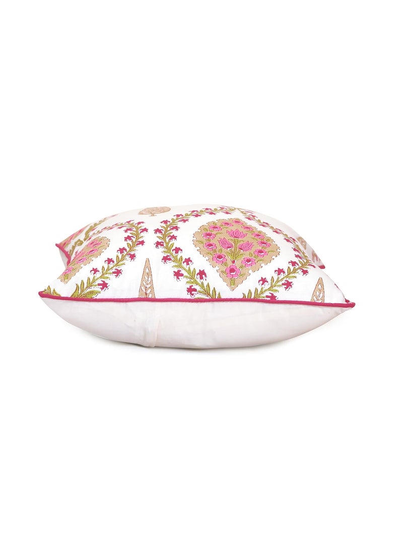 Clovertico Handmade ThrowPillow Cushion Covers 100 Cotton 200 TC Fabric High Thread Count Pink White 18 18 Inch Pack Of 5