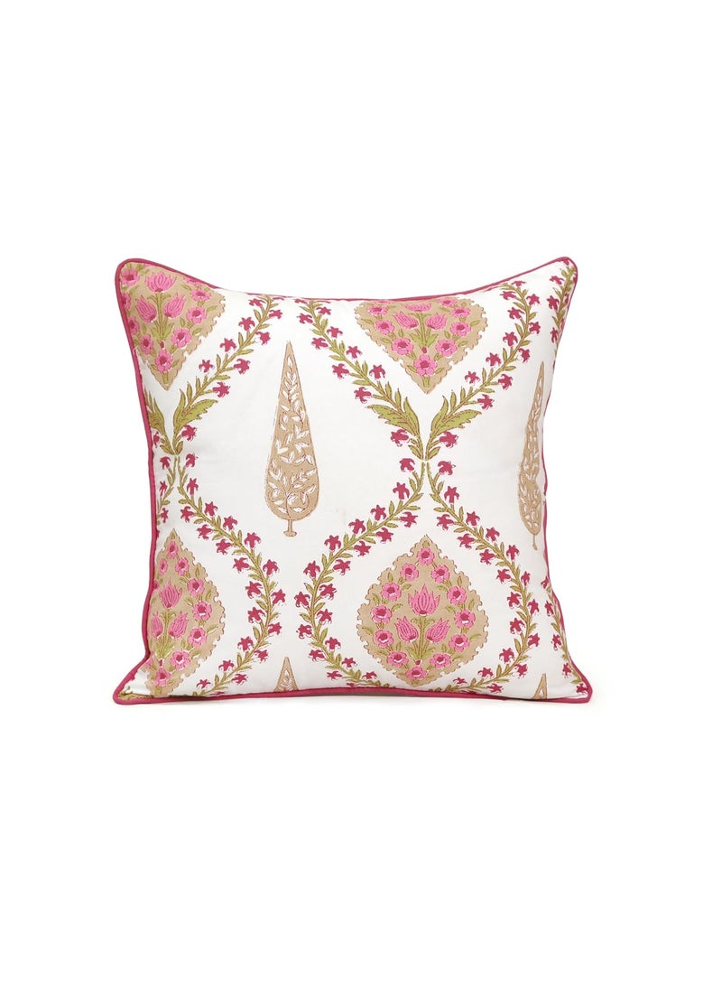 Clovertico Handmade ThrowPillow Cushion Covers 100 Cotton 200 TC Fabric High Thread Count Pink White 18 18 Inch Pack Of 5