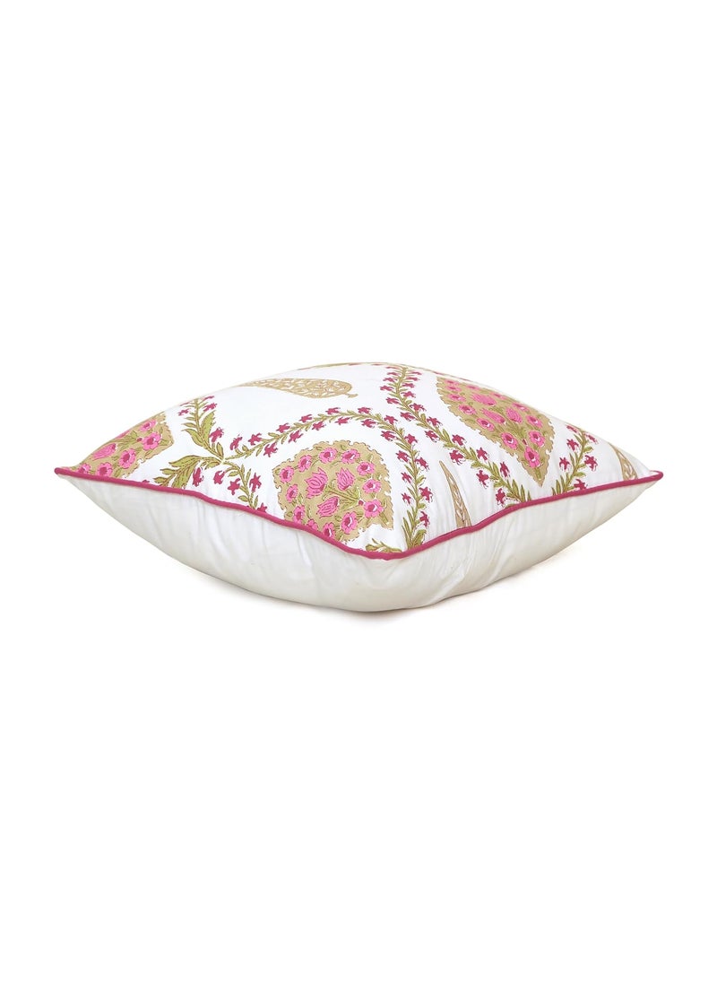 Clovertico Handmade ThrowPillow Cushion Covers 100 Cotton 200 TC Fabric High Thread Count Pink White 18 18 Inch Pack Of 5