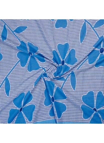 Delight Zone Prime Collection 144 TC 3D Printed Poly Cotton Double Bedsheet with 2 Pillow Covers Multicolour 90 x 90 Inch Blue Flowers
