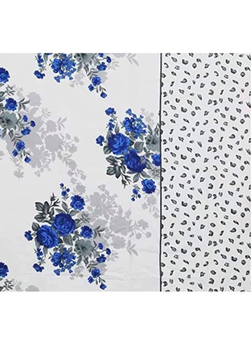 Delight Zone Prime Collection Supersoft Glace Cotton 160TC Printed Double Bedsheet with 2 Pillow Covers Multicolour Size 90 x 90 Inch Blue Guldasta Gold BS
