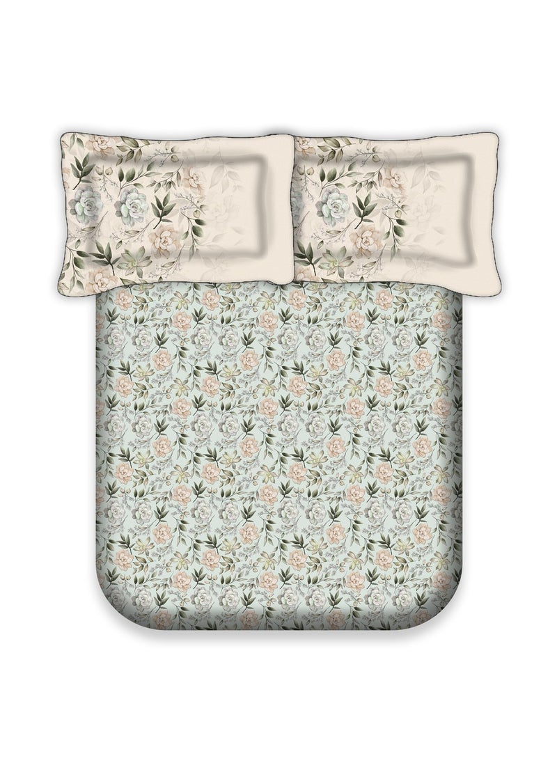 LABHAM Insignia 200TC 100 Cotton Super Soft King Size Bedsheet for Double King Size Bed with 2 Pillow Covers 108x 108 Pista Beige