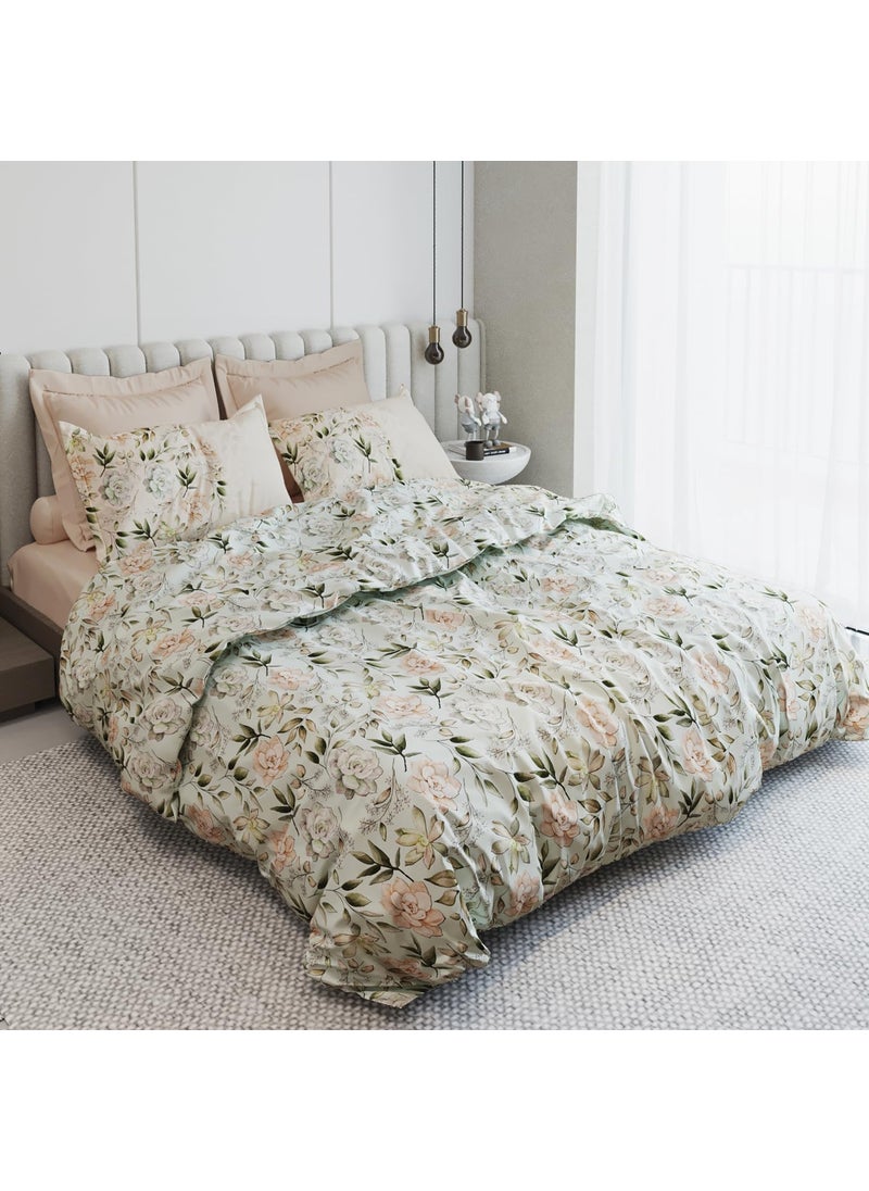 LABHAM Insignia 200TC 100 Cotton Super Soft King Size Bedsheet for Double King Size Bed with 2 Pillow Covers 108x 108 Pista Beige
