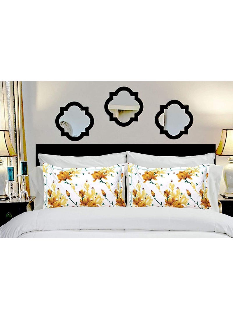 Delight Zone Prime Collection 144TC 3D Printed Polycotton Double Bedsheet with 2 Pillow Covers Multicolour 90 x 90 Inch