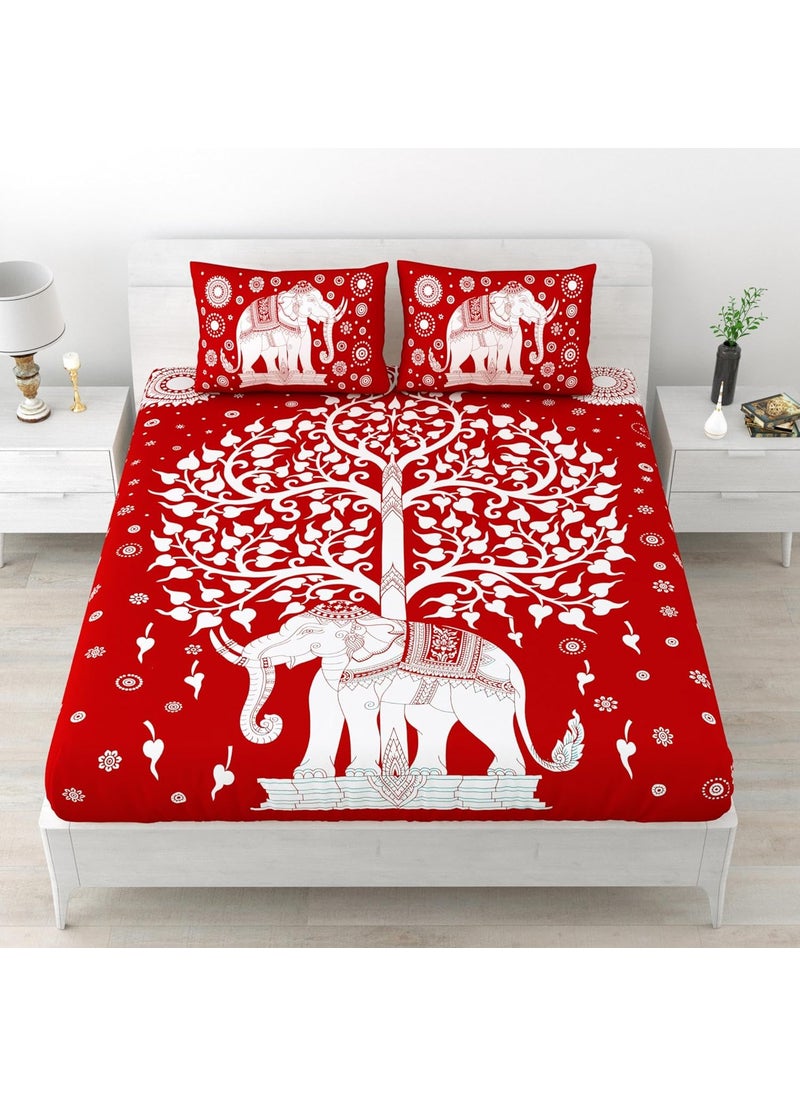 LIVING ROOTS Pure Cotton Soft Skin Friendly 1 Bedsheet with 2 Pillow Covers Queen Size Bedsheet 86 96 inches 7 8 Feet Rich Fast Colour with No Colour Bleeding Guarantee 316 Red