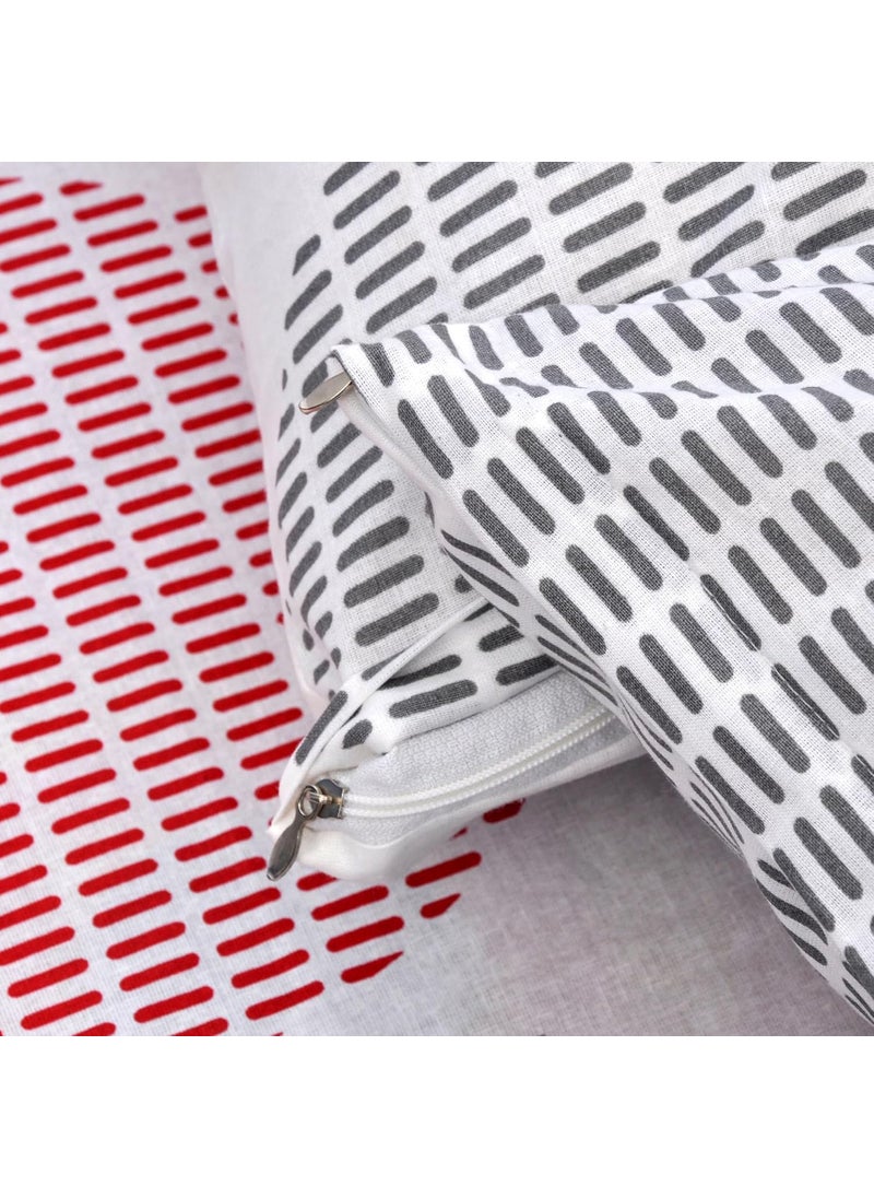 LORETO A QUALITY LINEN BRAND 100 Cotton Bedsheet for Single Bed 1 Single Bedsheet with 1 Pillow Cover 144 TC Single Bedsheet Cotton Red and Black Dotted Circle