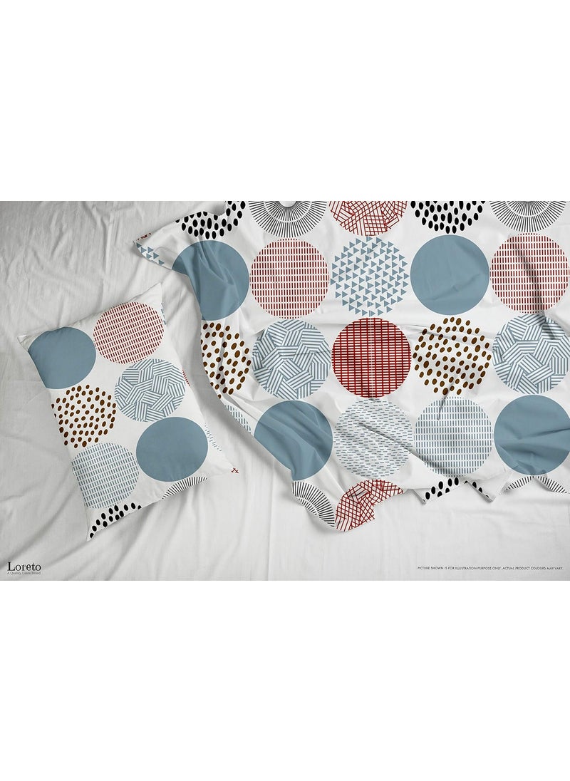LORETO A QUALITY LINEN BRAND 100 Cotton Bedsheet for Single Bed 1 Single Bedsheet with 1 Pillow Cover 144 TC Single Bedsheet Cotton Red and Black Dotted Circle