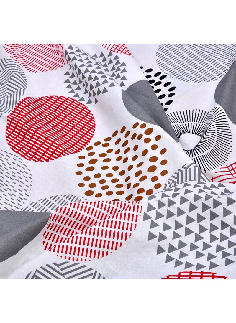LORETO A QUALITY LINEN BRAND 100 Cotton Bedsheet for Single Bed 1 Single Bedsheet with 1 Pillow Cover 144 TC Single Bedsheet Cotton Red and Black Dotted Circle
