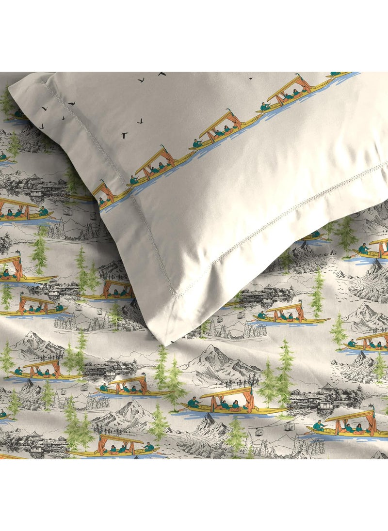 Mytrident Atulaya Bharat King Size Bedsheet 100 Cotton Bedsheet for Double Bed 3Piece Set 1 Bedsheet with 2 Pillow Covers Superior Softness Luxurious Finish Kashmir Ki Kali