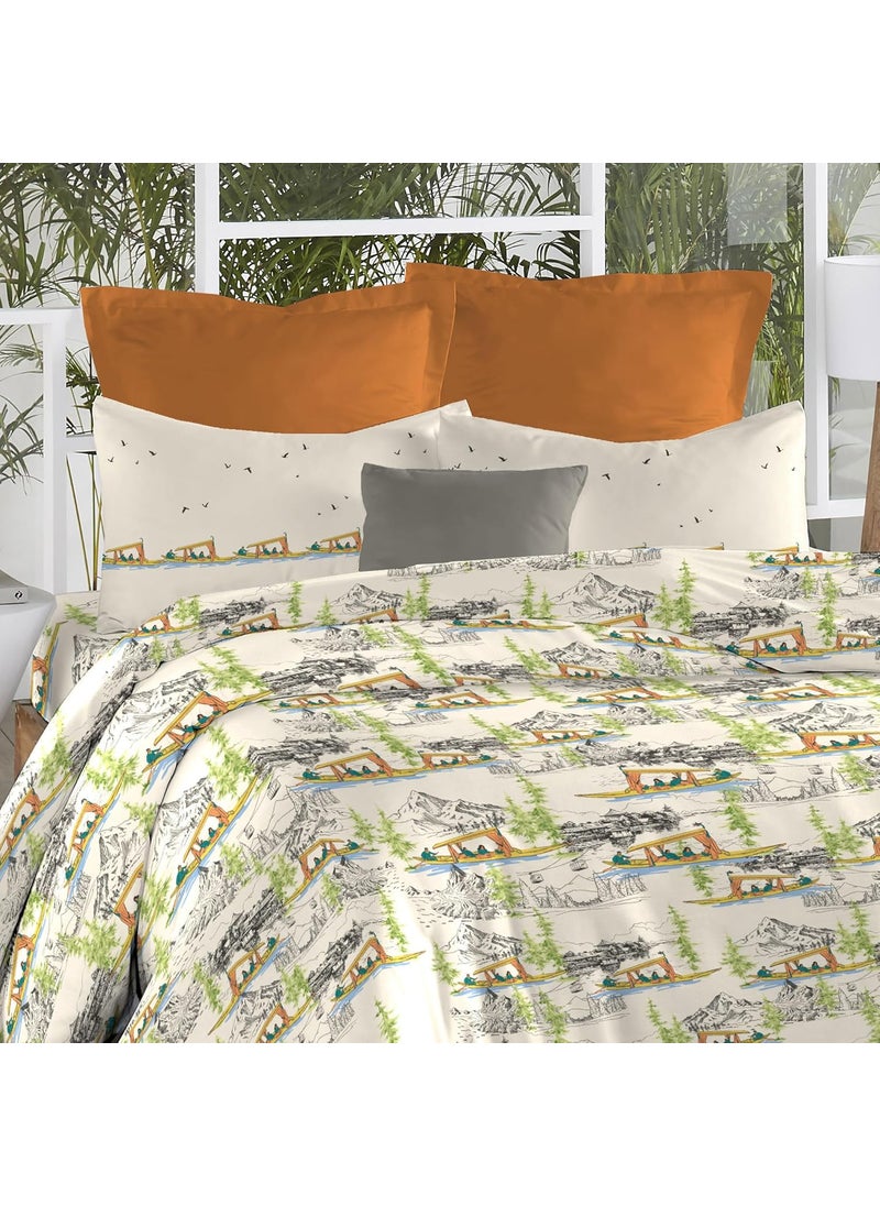 Mytrident Atulaya Bharat King Size Bedsheet 100 Cotton Bedsheet for Double Bed 3Piece Set 1 Bedsheet with 2 Pillow Covers Superior Softness Luxurious Finish Kashmir Ki Kali