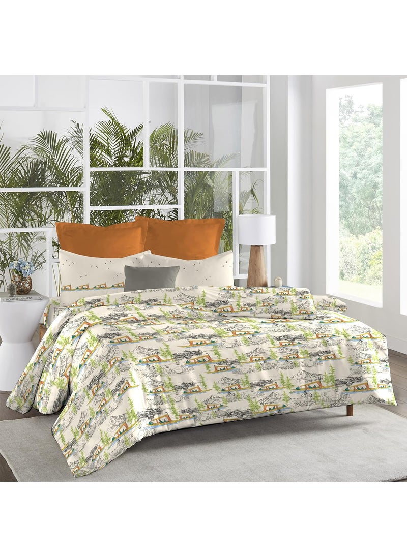 Mytrident Atulaya Bharat King Size Bedsheet 100 Cotton Bedsheet for Double Bed 3Piece Set 1 Bedsheet with 2 Pillow Covers Superior Softness Luxurious Finish Kashmir Ki Kali