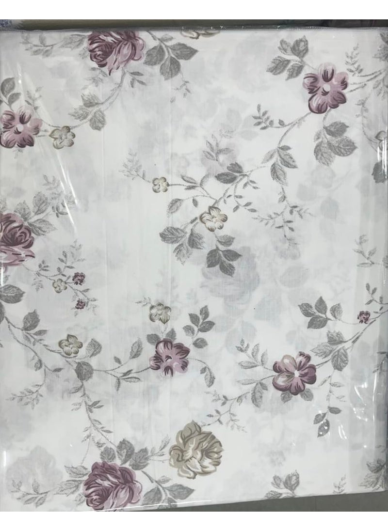 beddingNdecor 210TC 100 Cotton Percale Weave Damask Rose Print Flat Bedsheet Set 3 Pieces King Size 108inch x 108inch 18inch x 28inch Pillow Covers Marlot Tan Damask Rose