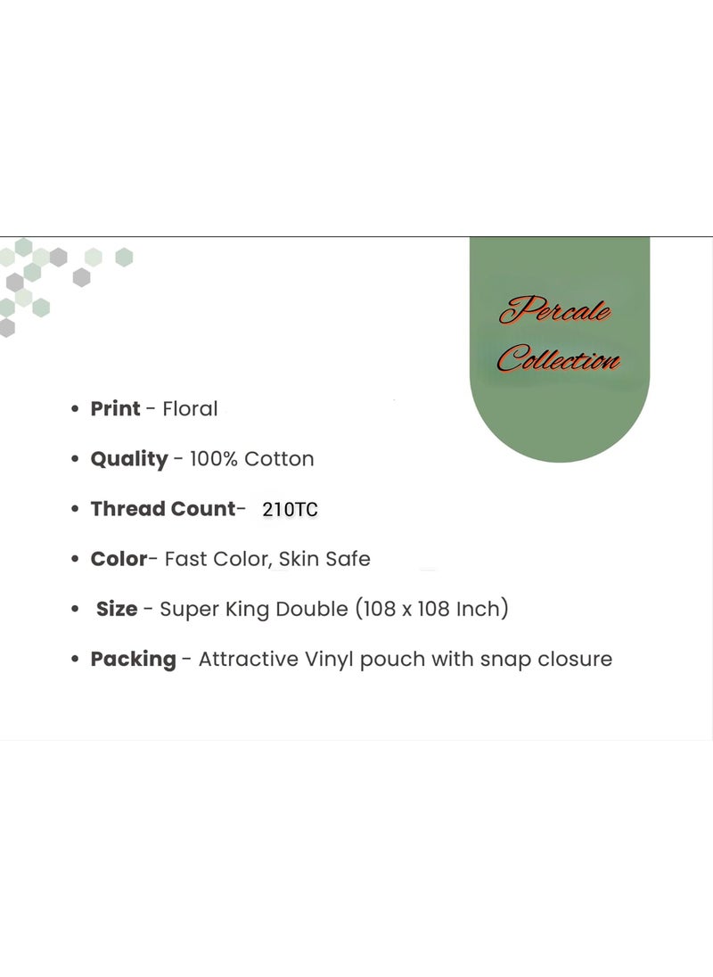 beddingNdecor 210TC 100 Cotton Percale Weave Florence Collection Print Flat Bedsheet Set 3 Pieces King Size 108inch x 108inch 18inch x 28inch Pillow Cover Mocha Daffodil
