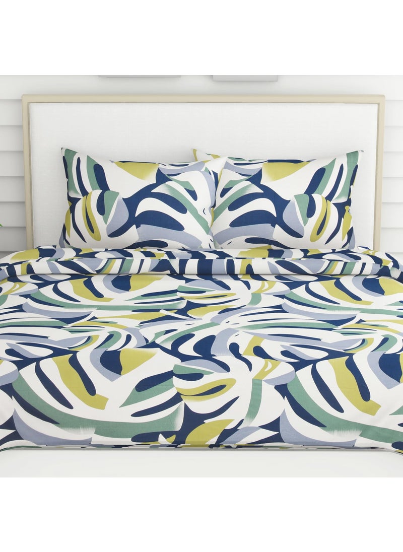 Haus Kinder Double Size Bedsheet for Double Bed 144 TC Pure Cotton Queen Size with 2 Pillow Covers Bed Sheet with Palm Paradise Design