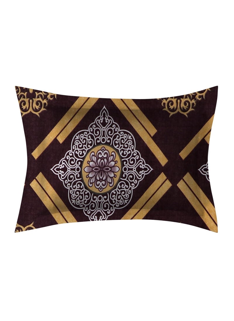 RAREBIRD 100 King Size Glace Cotton Feel 210 Tc All Over Elastic Fitted Size 72x78x8 inch Double Bedsheet with 2 Pillow Covers Color_ Brown Geo
