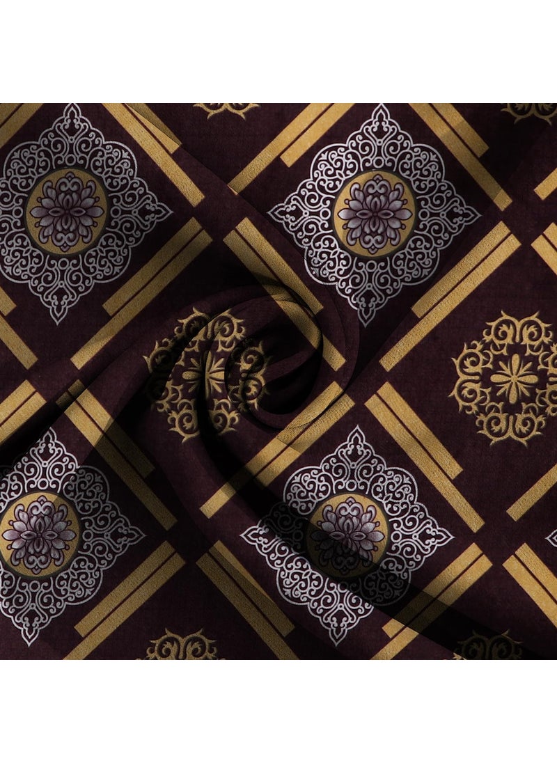 RAREBIRD 100 King Size Glace Cotton Feel 210 Tc All Over Elastic Fitted Size 72x78x8 inch Double Bedsheet with 2 Pillow Covers Color_ Brown Geo