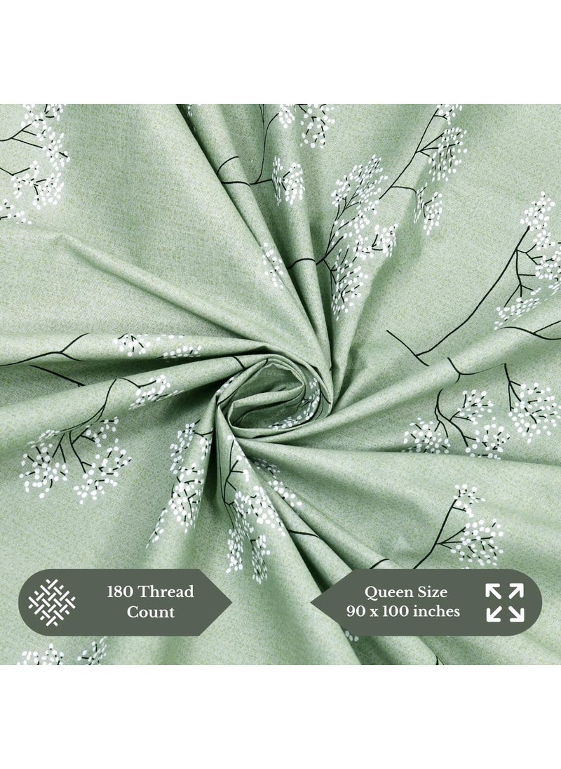 Jaipur Weaves Bedsheet Queen Size 100 Pure Cotton Bed Sheet with 2 Pillow Covers Super Soft Cozy Bedsheets Set90x100 inches Green Queen