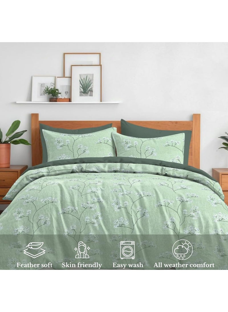 Jaipur Weaves Bedsheet Queen Size 100 Pure Cotton Bed Sheet with 2 Pillow Covers Super Soft Cozy Bedsheets Set90x100 inches Green Queen