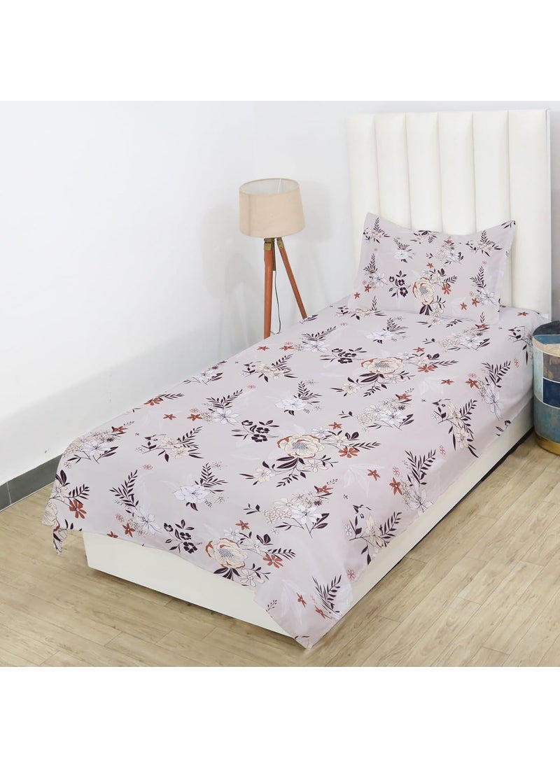 PRINDA Presents Luxurious Glace Cotton 210 TC Single Size90X60 Inch Flat Single Bedsheet with 1 Pillow Covers Colour Cream