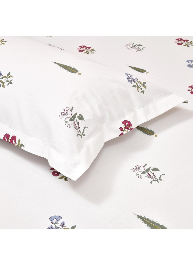 Haus Kinder Double Size Bedsheets for Bed 186 TC 100 Cotton Bed Sheet for Queen Size Bed with 2 Pillow Covers Bedsheet with Garden of Joy Design