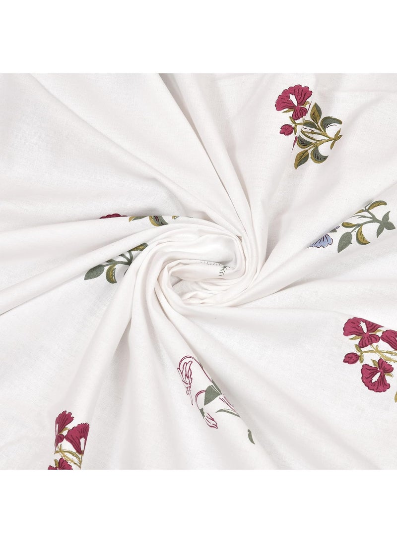 Haus Kinder Double Size Bedsheets for Bed 186 TC 100 Cotton Bed Sheet for Queen Size Bed with 2 Pillow Covers Bedsheet with Garden of Joy Design