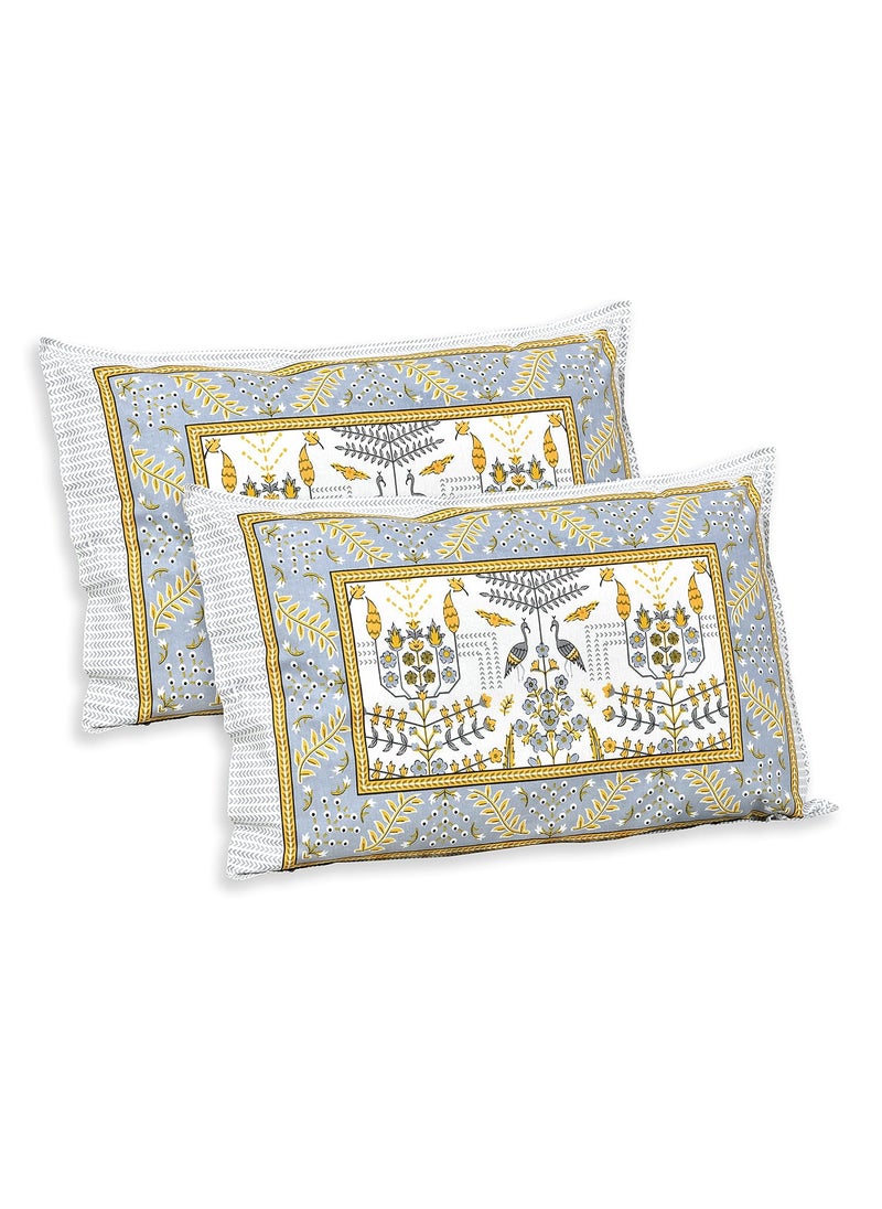 EasyGoods 240 TC Pure Cotton Bedsheet for Double Bed King Queen Size Bed Jaipuri Rajasthani Design with 2 Pillow Covers Extra Soft Wrinkle Free 90 x 103 inches Yellow Monarch39