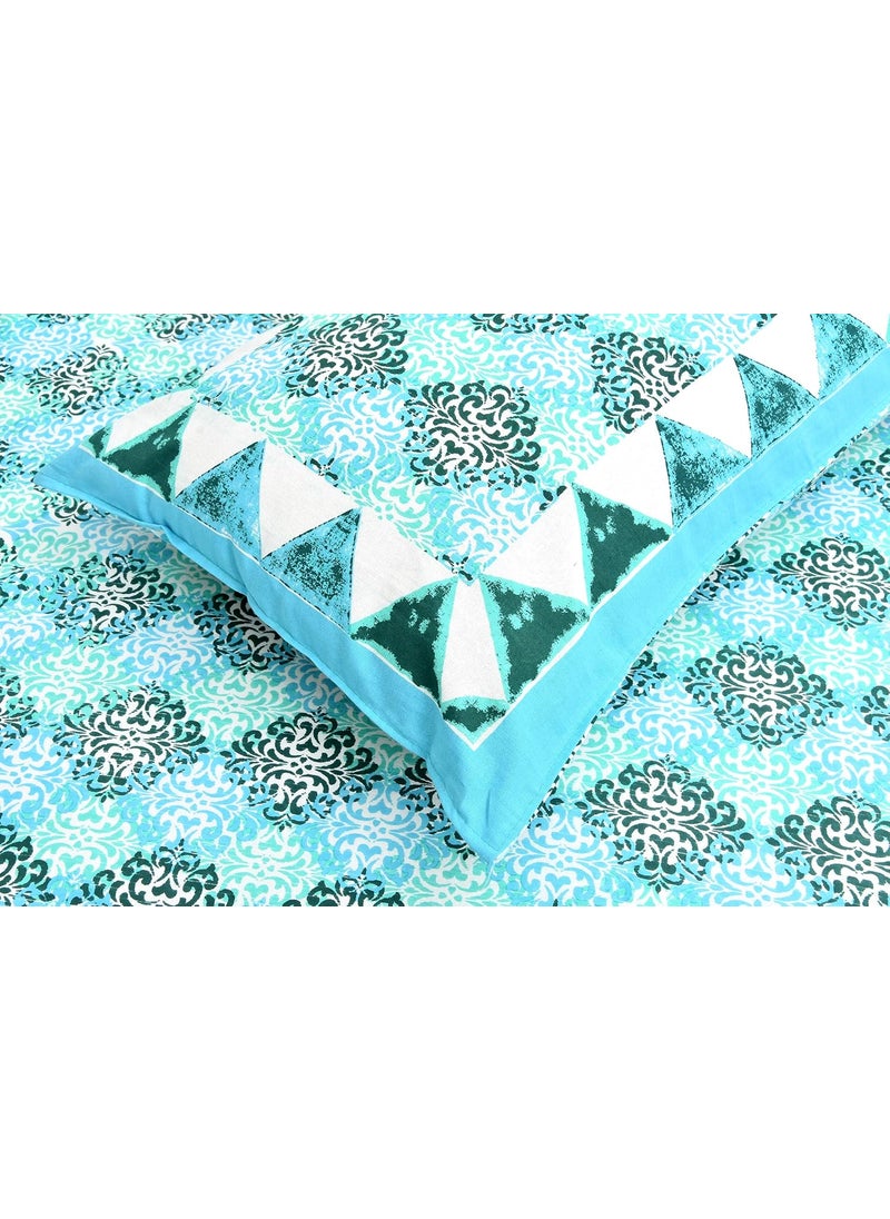 EasyGoods 240 TC Cotton Bedsheet for Double Bed Floral BlueEthnic24 Bedsheet King Size Bed CottonKing Size BedsheetDouble Bedsheet with 2 Pillow Covers 90x108 InchHandcrafted Bed Sheets