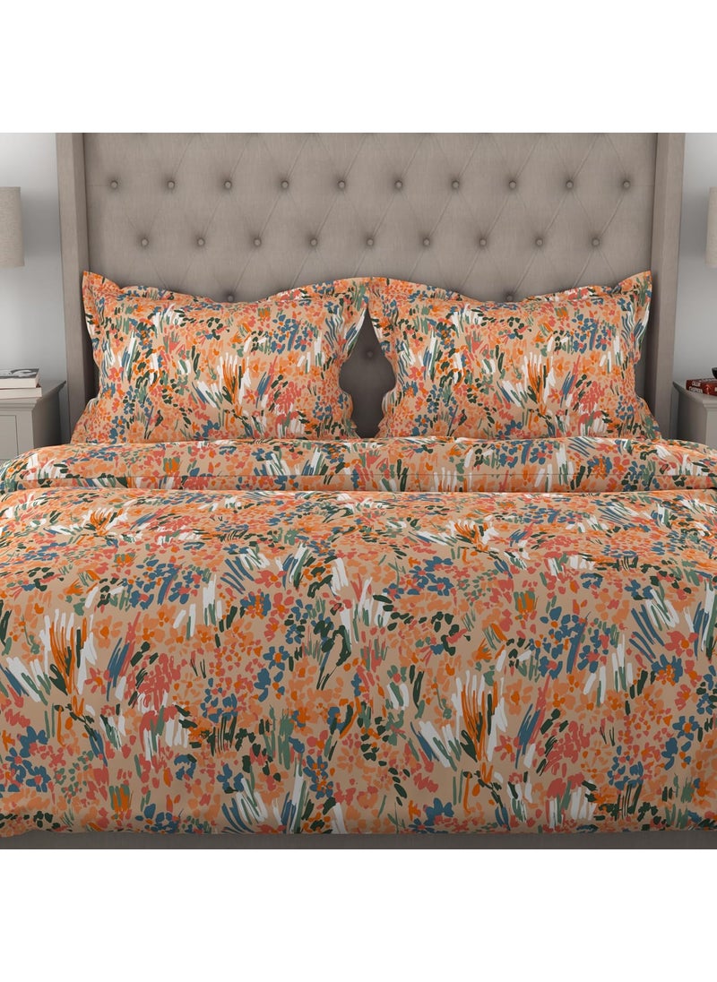 MYTRIDENT Glaced Cotton Microfiber Bedsheet for Double Bed Printed Queen Size Bedsheet Set with 2 Pillow Covers Ornate