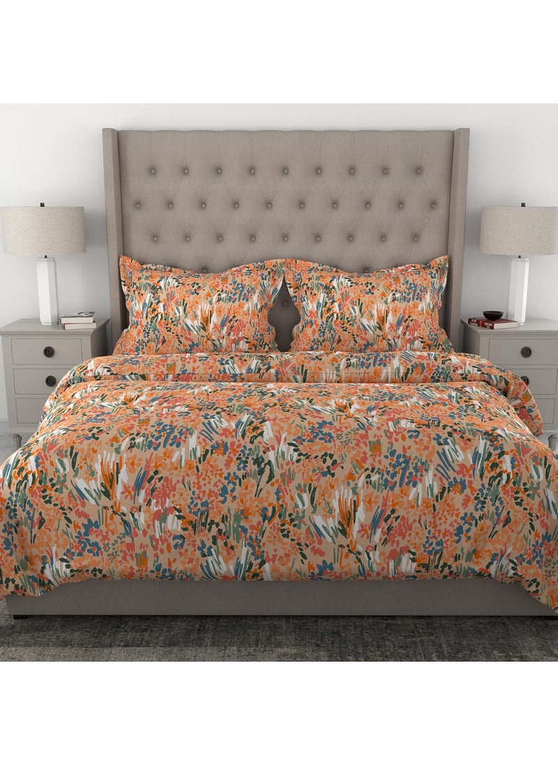 MYTRIDENT Glaced Cotton Microfiber Bedsheet for Double Bed Printed Queen Size Bedsheet Set with 2 Pillow Covers Ornate