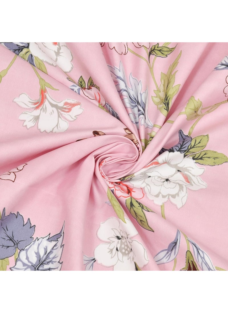 EasyGoods 240 TC Polycotton Bedsheet for Double Bed Flower Pink Atlanta Bedsheet King Size Bed King Size Bedsheet Double Bedsheet with 2 Pillow Covers 108x108 Inch Handcrafted Bed Sheets