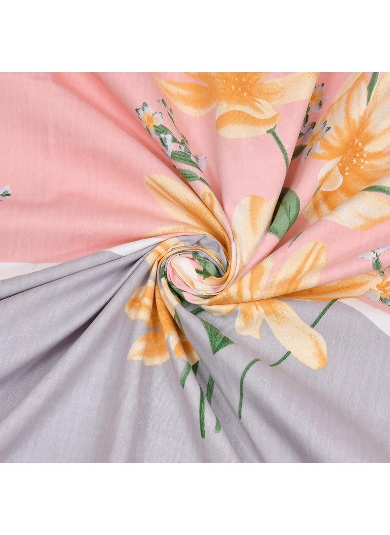EasyGoods Super Soft Twilight Floral Bedsheet Bedsheet for Double Bed King Size Double Bedsheet with 2 Pillow Covers Premium Printed Flat Bed Sheet 106x107 inchPink